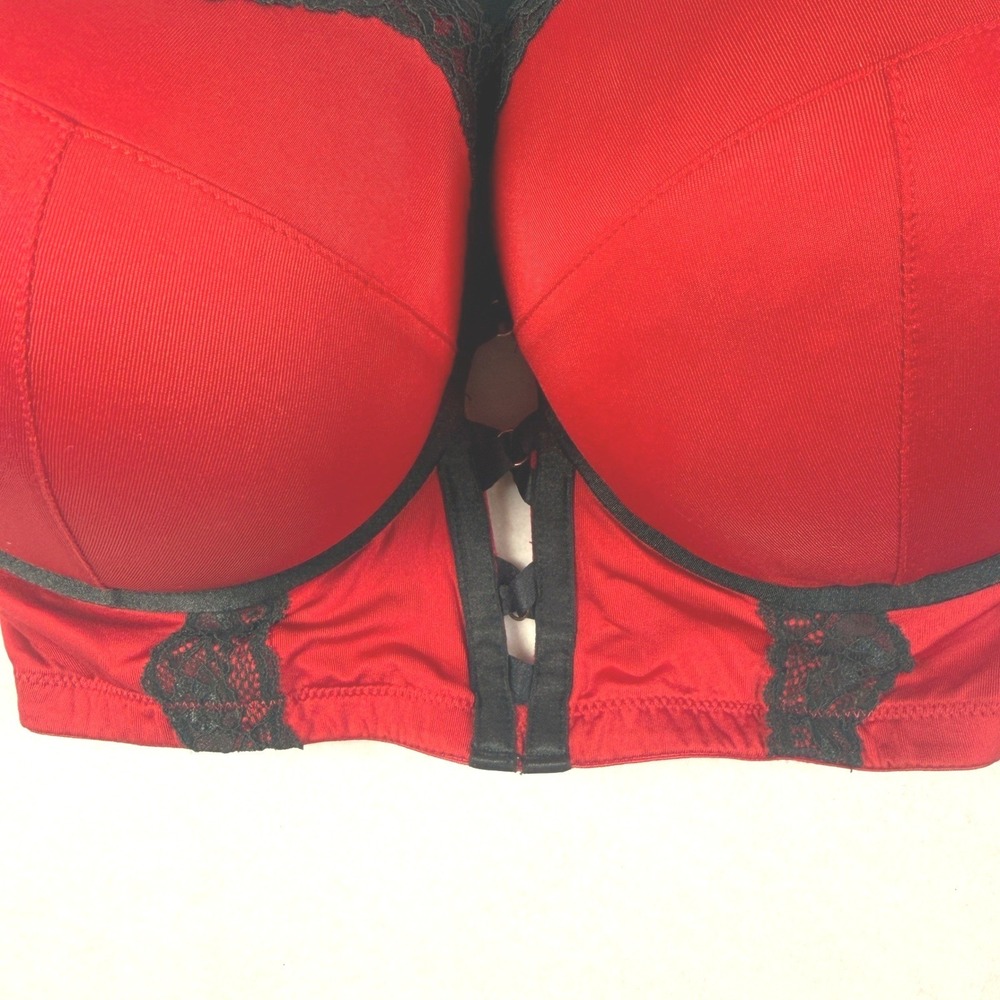 Lane Bryant Cacique Boost Balconette Bra Red Longline 40DDD A83532 Underwire - Picture 6 of 14